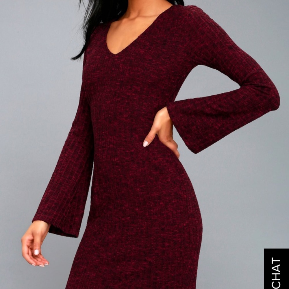 Heather burgundy bodycon midi dress